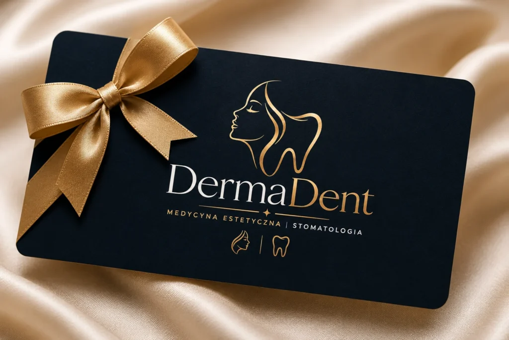 Bon upominkowy DermaDent z elegancką złotą kokardą